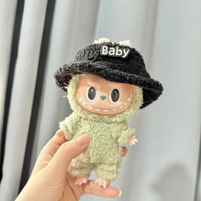 17cm Labubu I II Idol Dolls Cute Mini Plush Doll'S Clothes Korea Kpop Exo Idol Dolls Overalls Clothing DIY Accessories Gifts