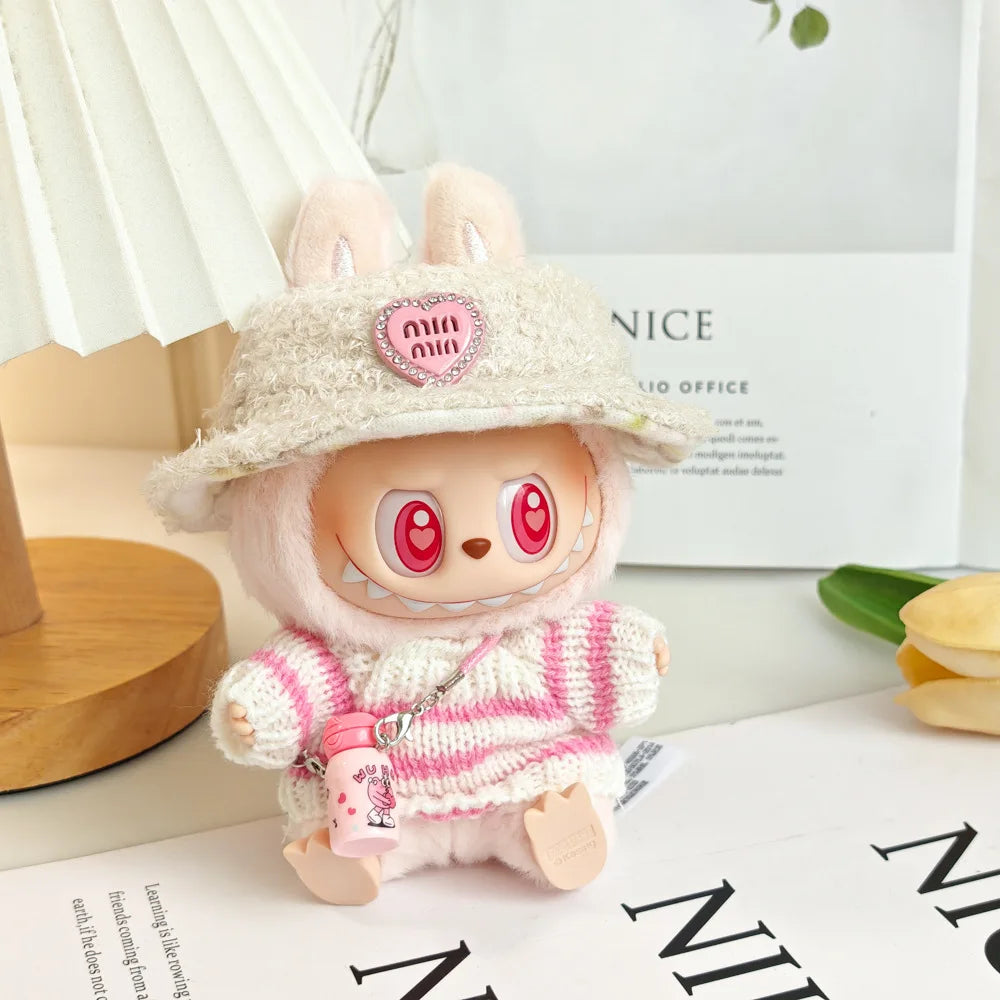 17cm Labubu I II Idol Dolls Cute Mini Plush Doll'S Clothes Korea Kpop Exo Idol Dolls Overalls Clothing DIY Accessories Gifts