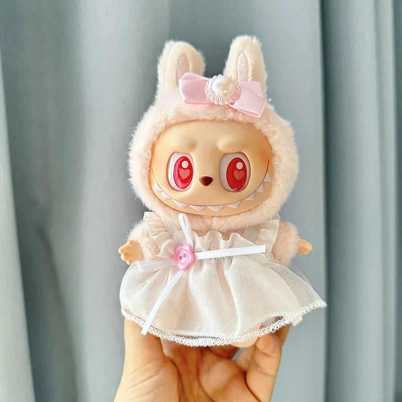 17cm Labubu II Idol Dolls Sitting Party Cute Mini Plush Doll'S Clothes Outfit Accessories For Korea Kpop Exo Clothing DIY Gift