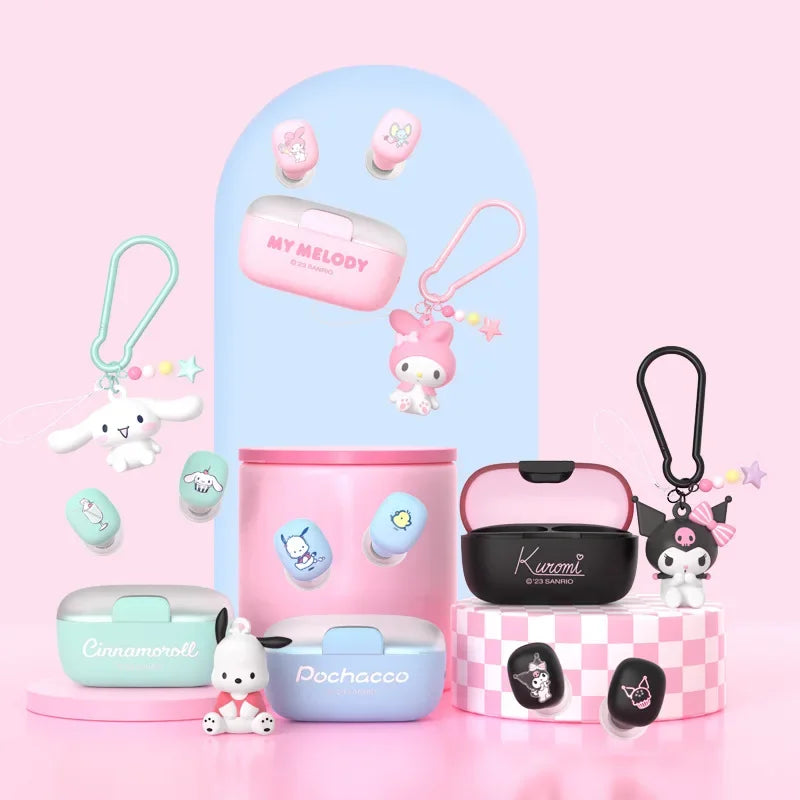 Sanrio My Melody Bluetooth Headphones Kuromi Cute Wireless Headset Cinnamoroll Sport Noise Reduction Touch Control Game Earphone