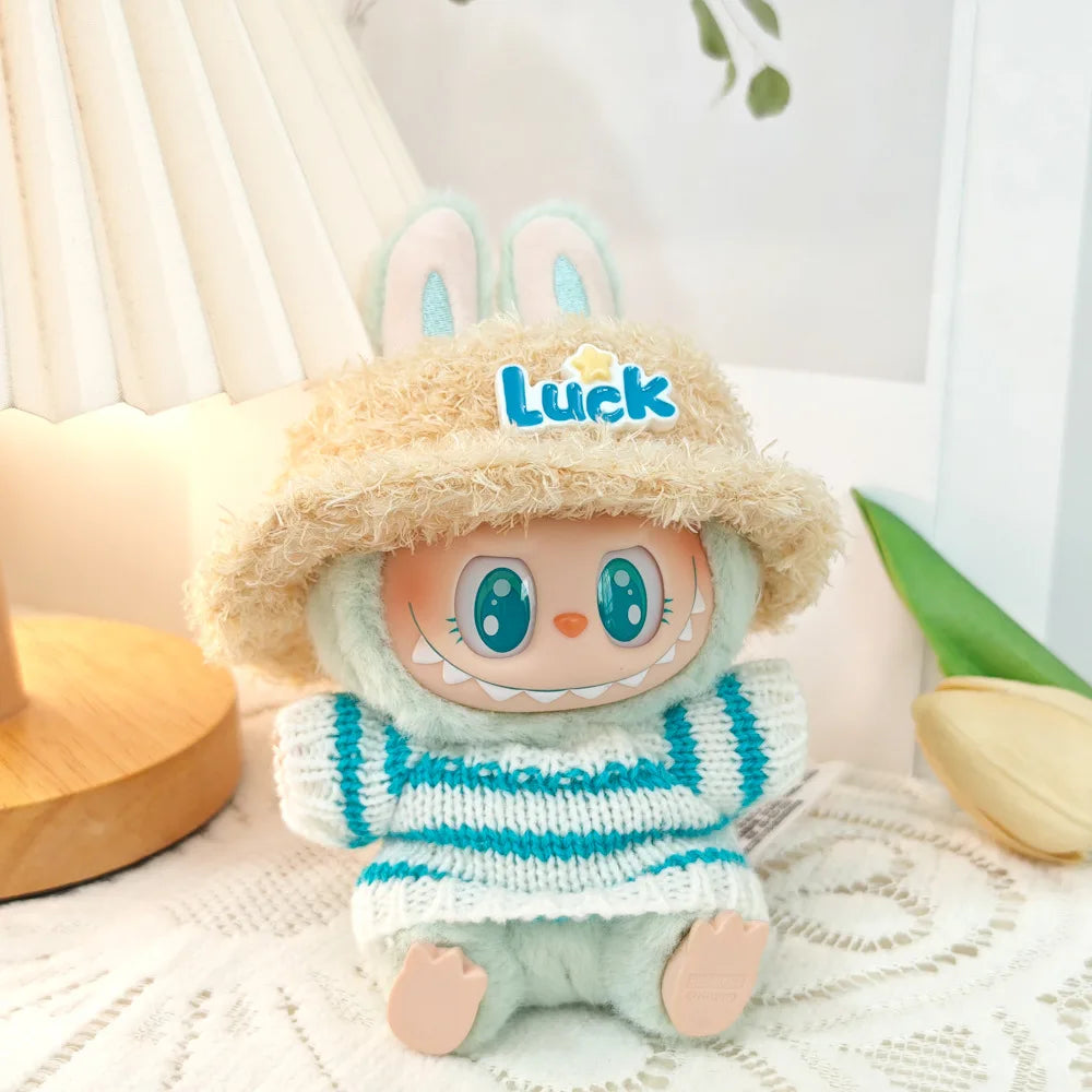 17cm Labubu I II Idol Dolls Cute Mini Plush Doll'S Clothes Korea Kpop Exo Idol Dolls Overalls Clothing DIY Accessories Gifts