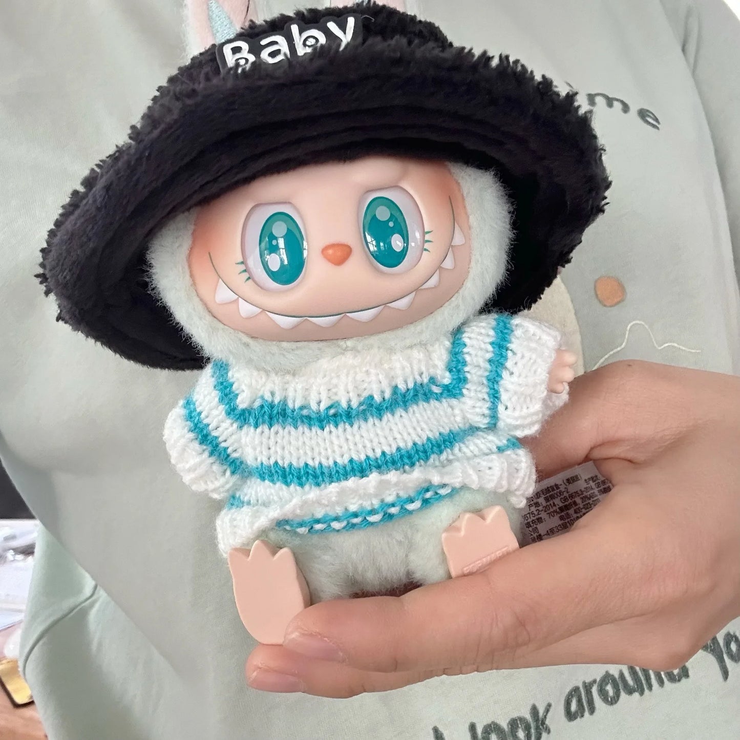 17cm Labubu I II Idol Dolls Cute Mini Plush Doll'S Clothes Korea Kpop Exo Idol Dolls Overalls Clothing DIY Accessories Gifts