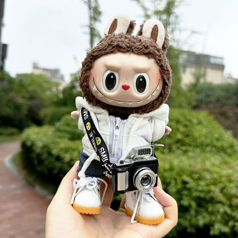 17cm Cool Mini Labubu Clothes Plush Hoodie Idol Dolls Jumpsuit Fashion Clothing Fans Overalls Accessories for Korea Kpop Exo