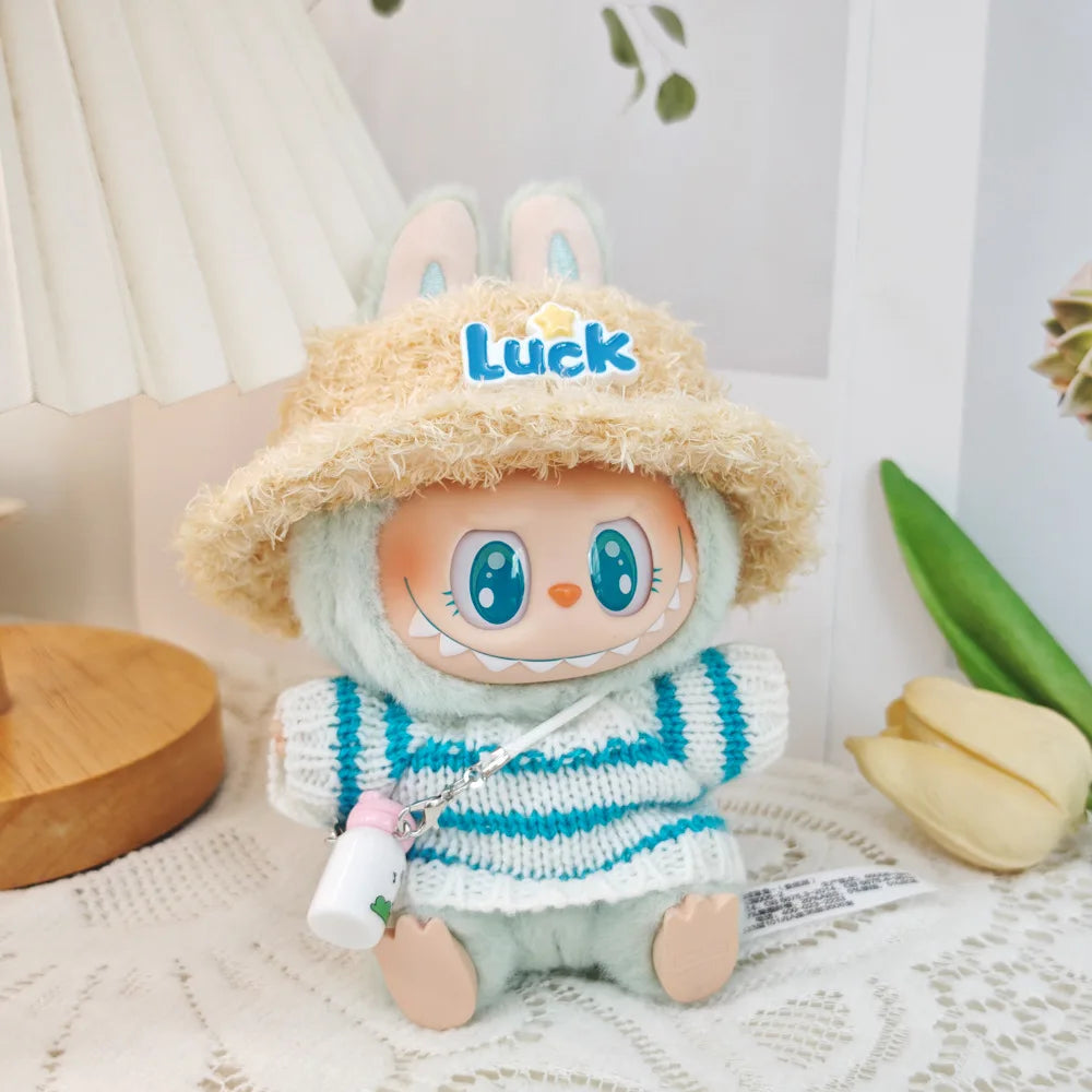 17cm Labubu I II Idol Dolls Cute Mini Plush Doll'S Clothes Korea Kpop Exo Idol Dolls Overalls Clothing DIY Accessories Gifts