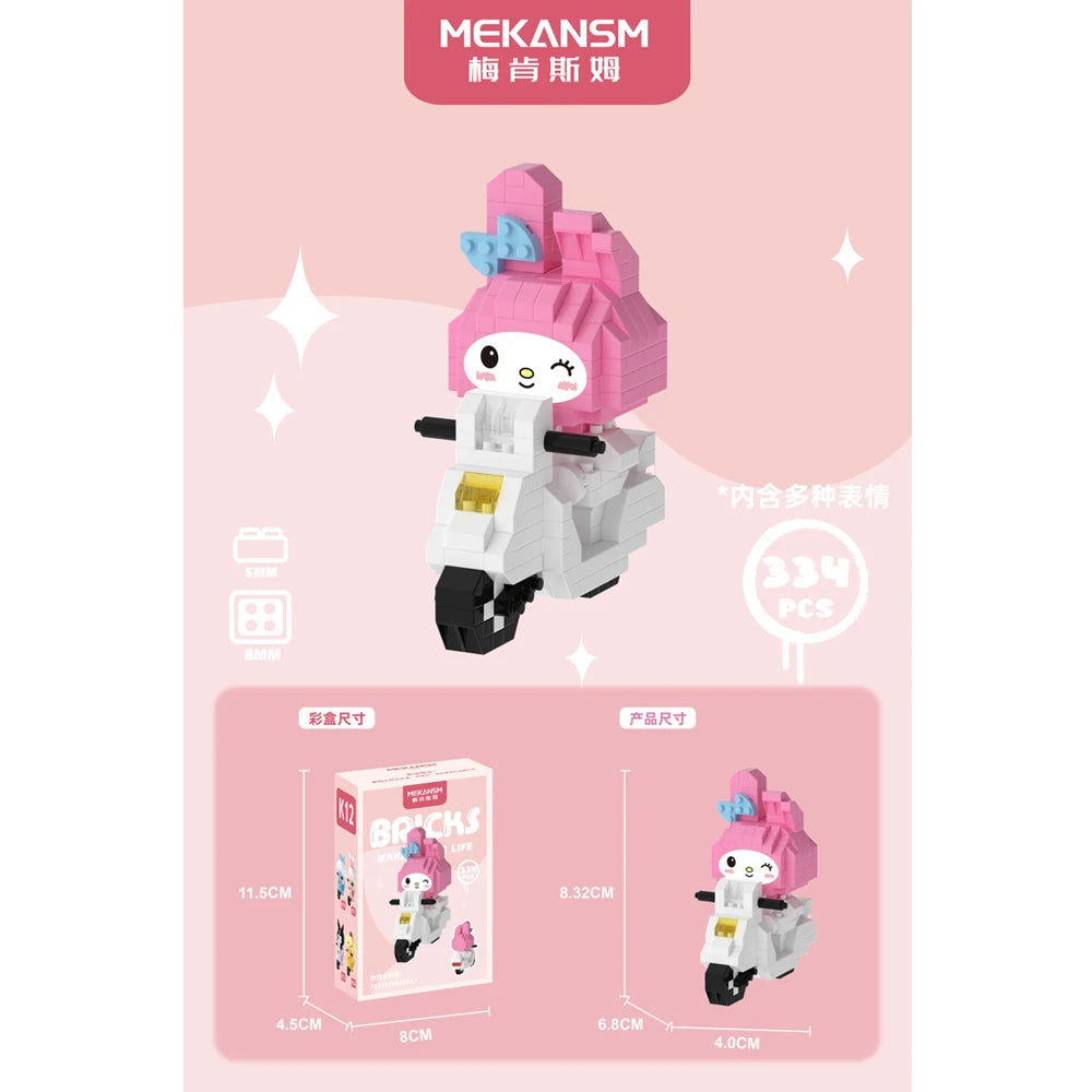 Anime Hello Kitty Building Block Model Assembled Toys Sanrio Figure Kuromi My Melody Children's Puzzle Gift Desktop Decorations