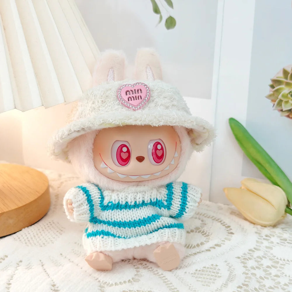 17cm Labubu I II Idol Dolls Cute Mini Plush Doll'S Clothes Korea Kpop Exo Idol Dolls Overalls Clothing DIY Accessories Gifts