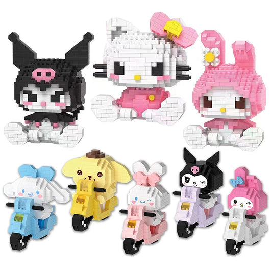 Anime Hello Kitty Building Block Model Assembled Toys Sanrio Figure Kuromi My Melody Children's Puzzle Gift Desktop Decorations