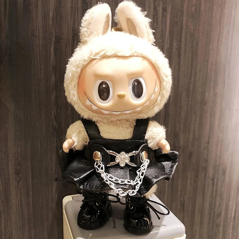 17cm Cool Mini Labubu Clothes Plush Hoodie Idol Dolls Jumpsuit Fashion Clothing Fans Overalls Accessories for Korea Kpop Exo