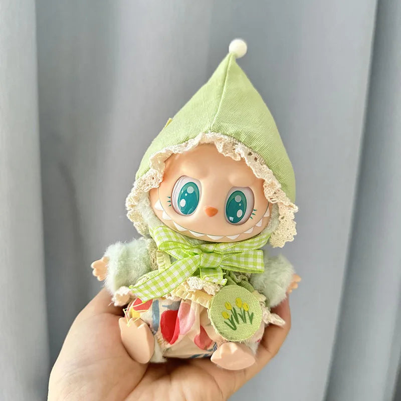 17cm Labubu II Idol Dolls Sitting Party Cute Mini Plush Doll'S Clothes Outfit Accessories For Korea Kpop Exo Clothing DIY Gift