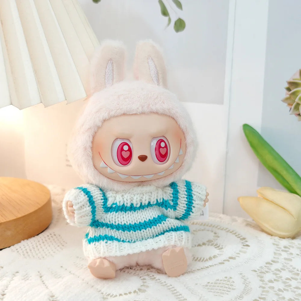 17cm Labubu I II Idol Dolls Cute Mini Plush Doll'S Clothes Korea Kpop Exo Idol Dolls Overalls Clothing DIY Accessories Gifts