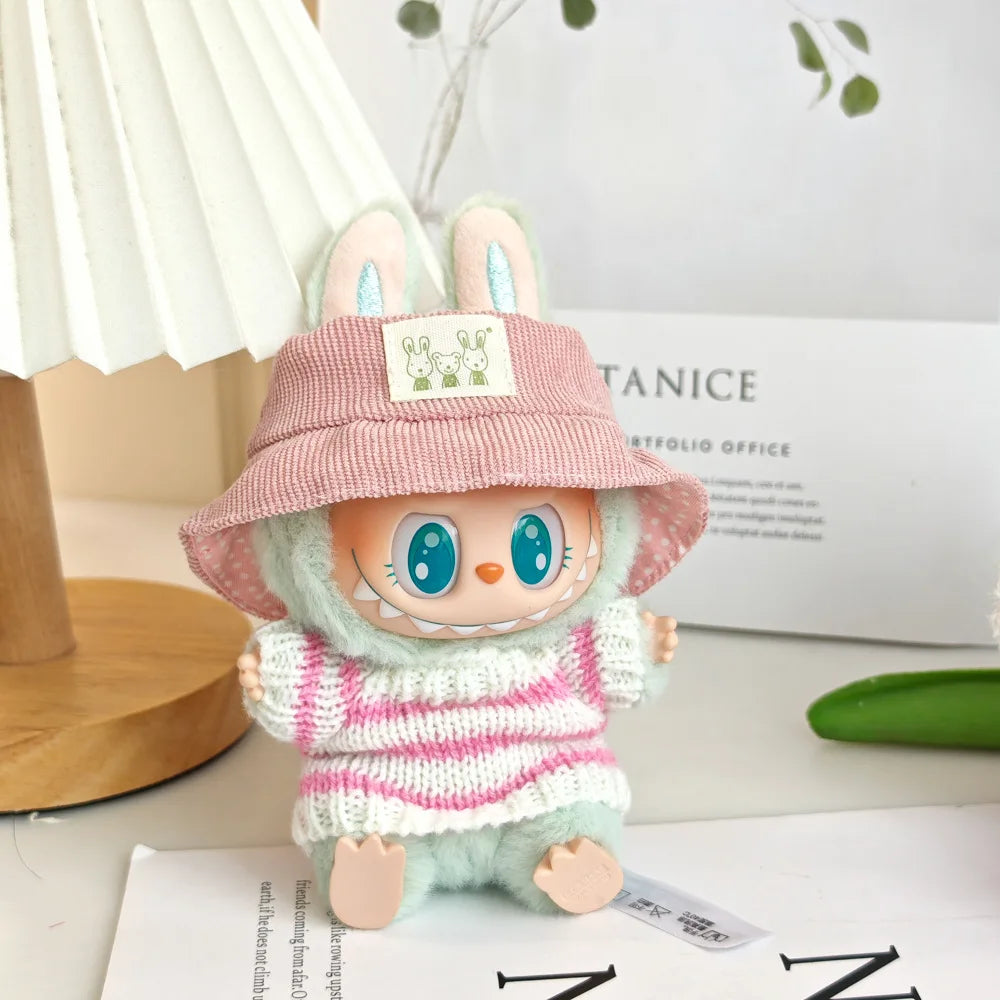 17cm Labubu I II Idol Dolls Cute Mini Plush Doll'S Clothes Korea Kpop Exo Idol Dolls Overalls Clothing DIY Accessories Gifts