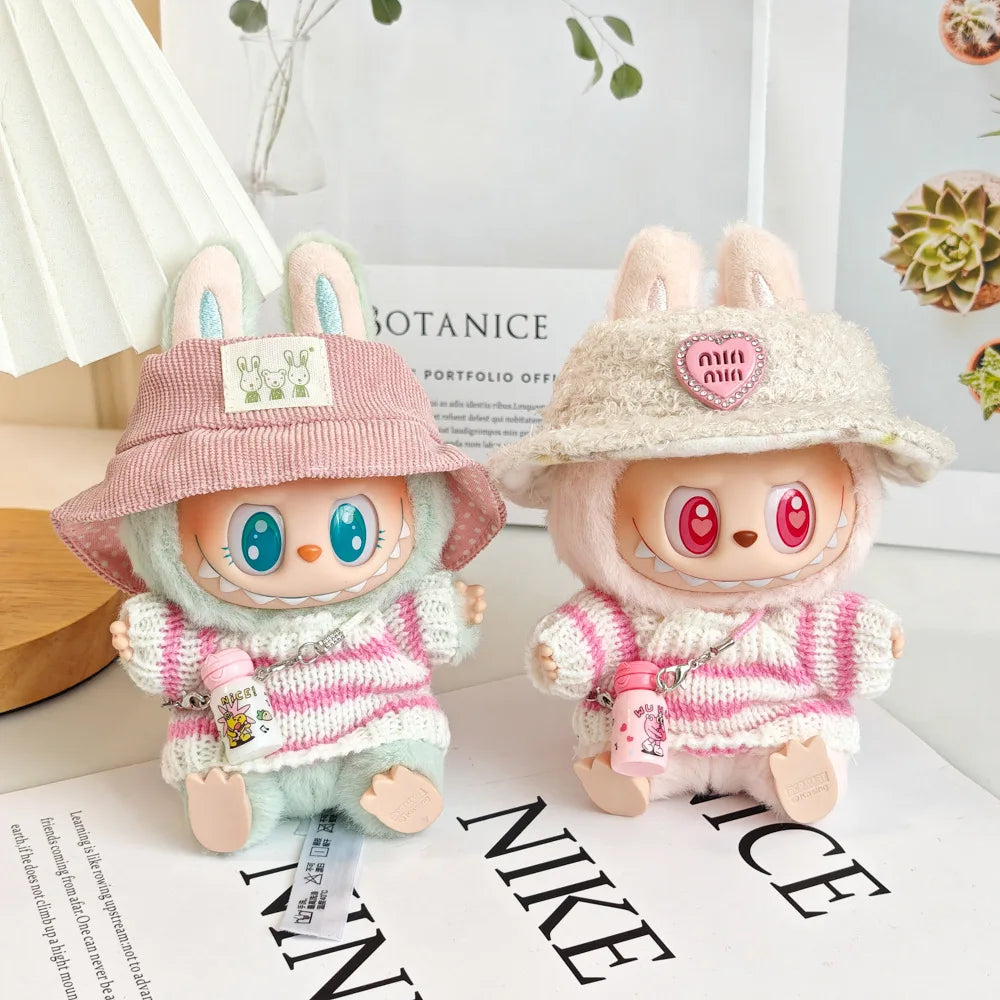 17cm Labubu I II Idol Dolls Cute Mini Plush Doll'S Clothes Korea Kpop Exo Idol Dolls Overalls Clothing DIY Accessories Gifts