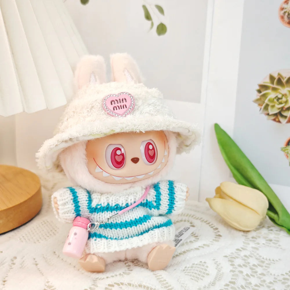 17cm Labubu I II Idol Dolls Cute Mini Plush Doll'S Clothes Korea Kpop Exo Idol Dolls Overalls Clothing DIY Accessories Gifts