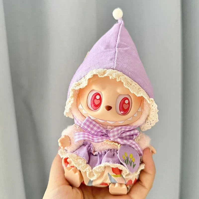 17cm Labubu II Idol Dolls Sitting Party Cute Mini Plush Doll'S Clothes Outfit Accessories For Korea Kpop Exo Clothing DIY Gift