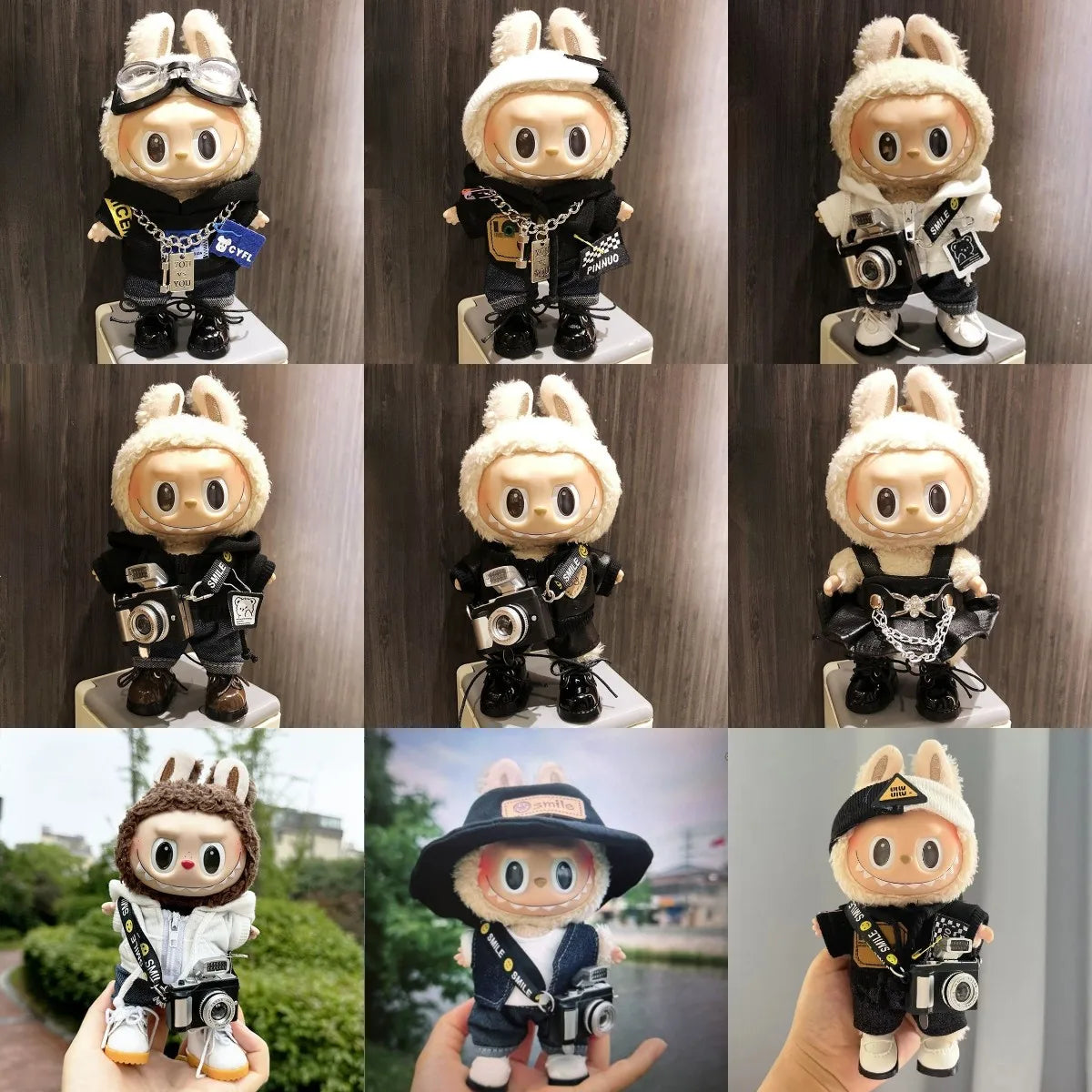 17cm Cool Mini Labubu Clothes Plush Hoodie Idol Dolls Jumpsuit Fashion Clothing Fans Overalls Accessories for Korea Kpop Exo