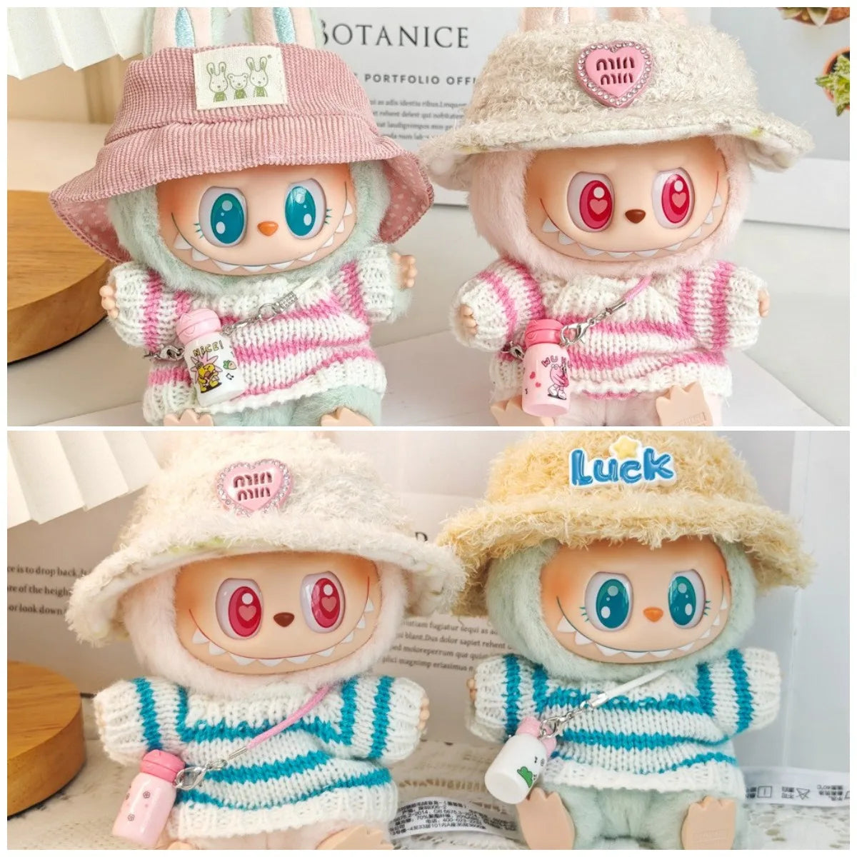 17cm Labubu I II Idol Dolls Cute Mini Plush Doll'S Clothes Korea Kpop Exo Idol Dolls Overalls Clothing DIY Accessories Gifts