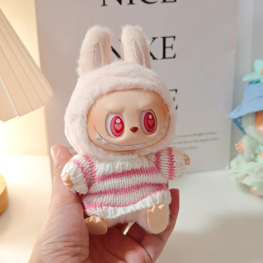 17cm Labubu I II Idol Dolls Cute Mini Plush Doll'S Clothes Korea Kpop Exo Idol Dolls Overalls Clothing DIY Accessories Gifts