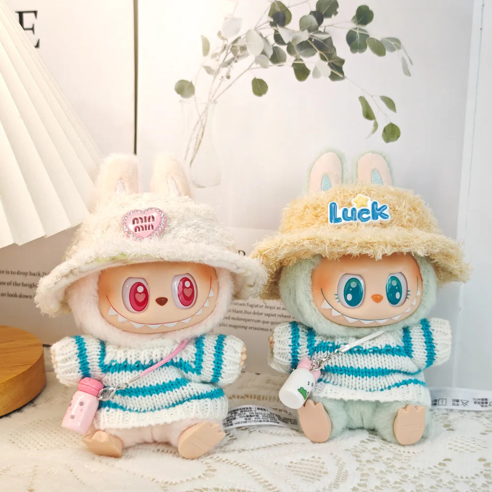 17cm Labubu I II Idol Dolls Cute Mini Plush Doll'S Clothes Korea Kpop Exo Idol Dolls Overalls Clothing DIY Accessories Gifts