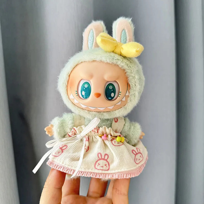 17cm Labubu II Idol Dolls Sitting Party Cute Mini Plush Doll'S Clothes Outfit Accessories For Korea Kpop Exo Clothing DIY Gift