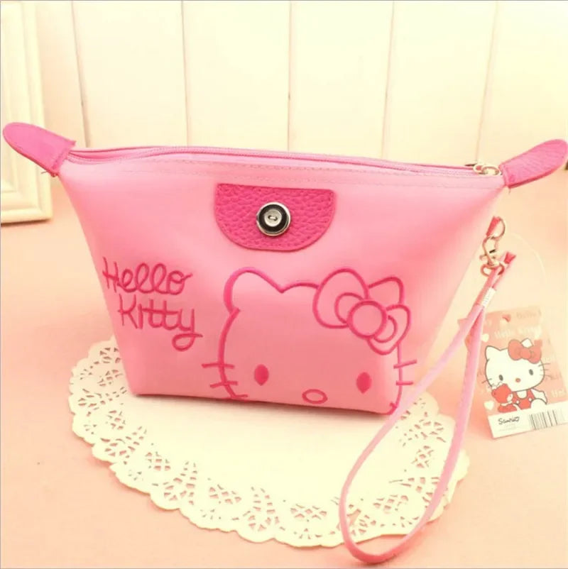 28X11cm Sanrio Hello Kitty Makeup Bag Anime Y2K Girls Storage Bag Cartoon Kawaii Large Capacity Waterproof PU Handbag Gift